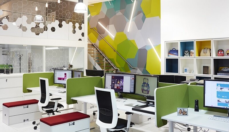 The modern office design of Beatus Cartons Innovations Centre in Porth, South Wales